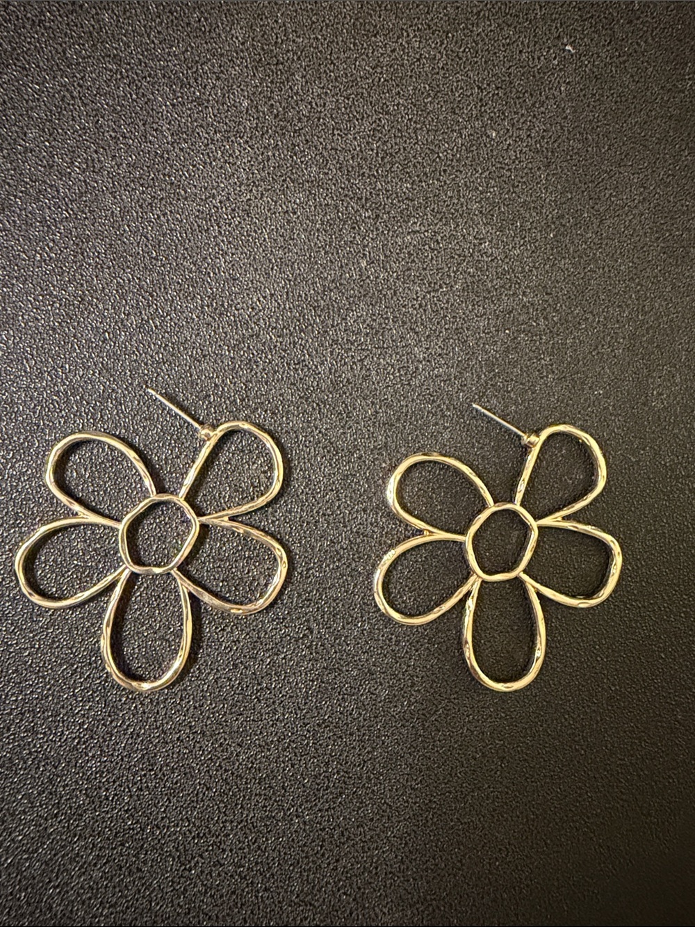 Gold Floral Outline Drop Earrings for Women